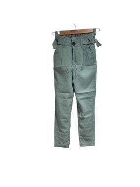 Bershka Green Casual Pants - High Waist/ Paper Bag Waist & Belted - size 00